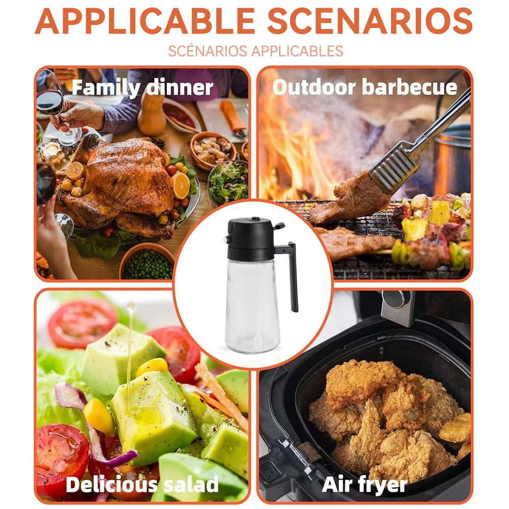 500Ml Oil Empty Bottle 2In1 Sprayer & Pourer Plastic Oil Container Kitchen Cooking Oil Dispenser Vaporizer Cruet for Camping BBQ