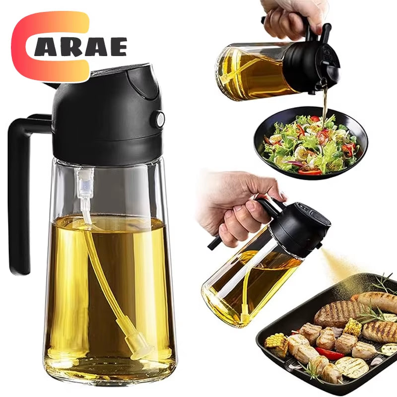 500Ml Oil Empty Bottle 2In1 Sprayer & Pourer Plastic Oil Container Kitchen Cooking Oil Dispenser Vaporizer Cruet for Camping BBQ